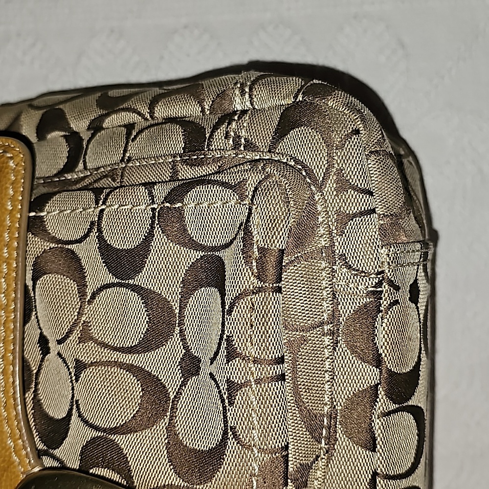 VTG Coach purse Y2K brown and patent leather yellow gold 12562 - Picture 3 of 12